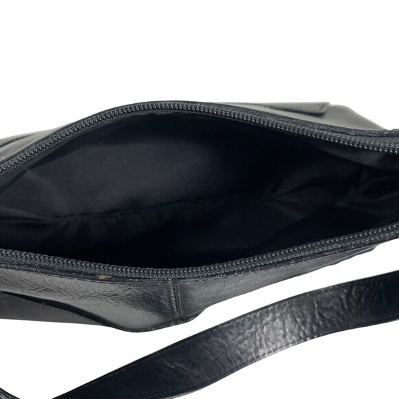 Pelle Studio Black Leather Shoulder Bag w/ Adjustable Strap Zipper Closure EUC - Picture 10 of 14